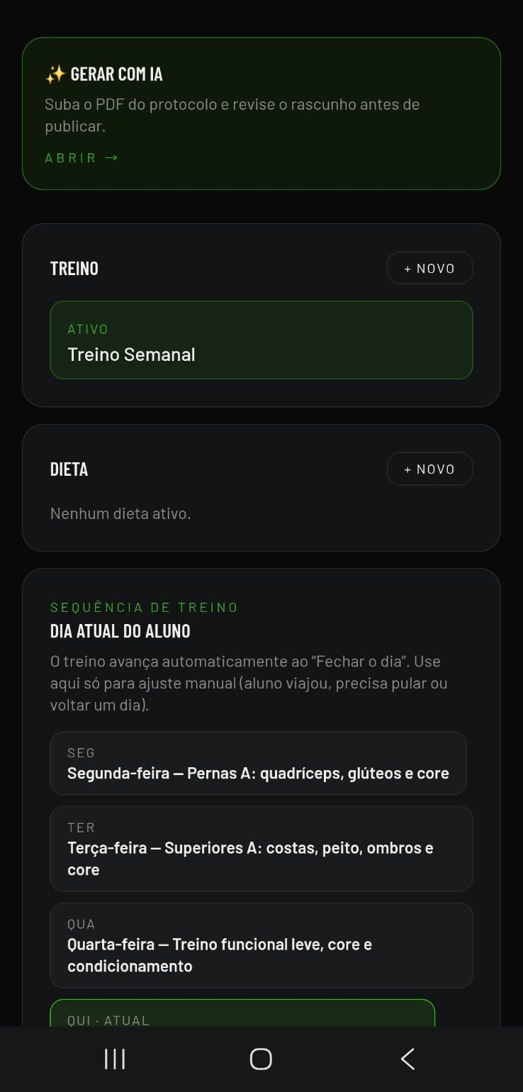 Tela de geração de treino com IA